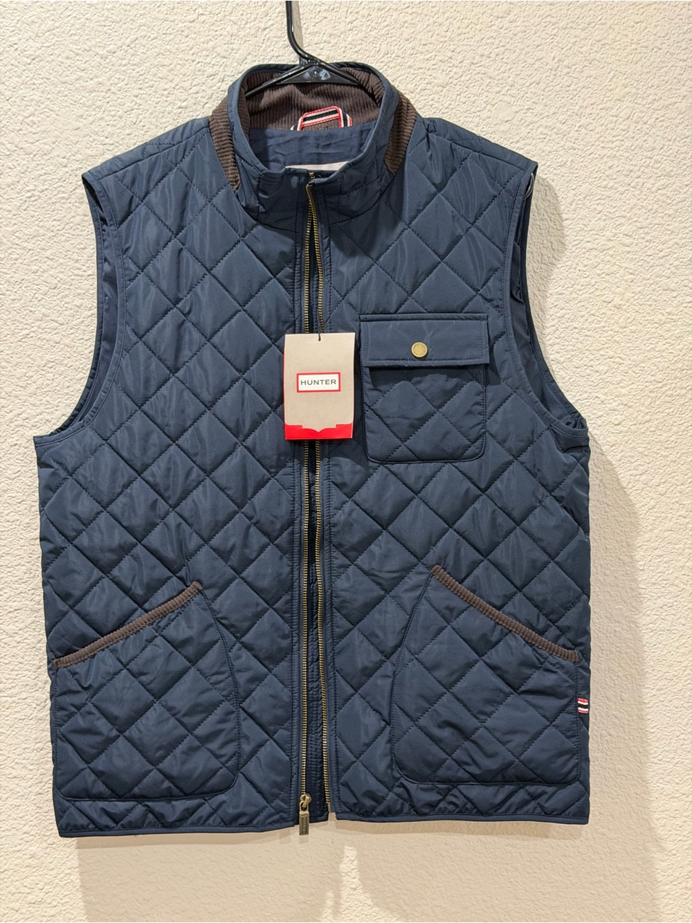 Hunter Navy Quilted Men’s Vest with Contrast Trim